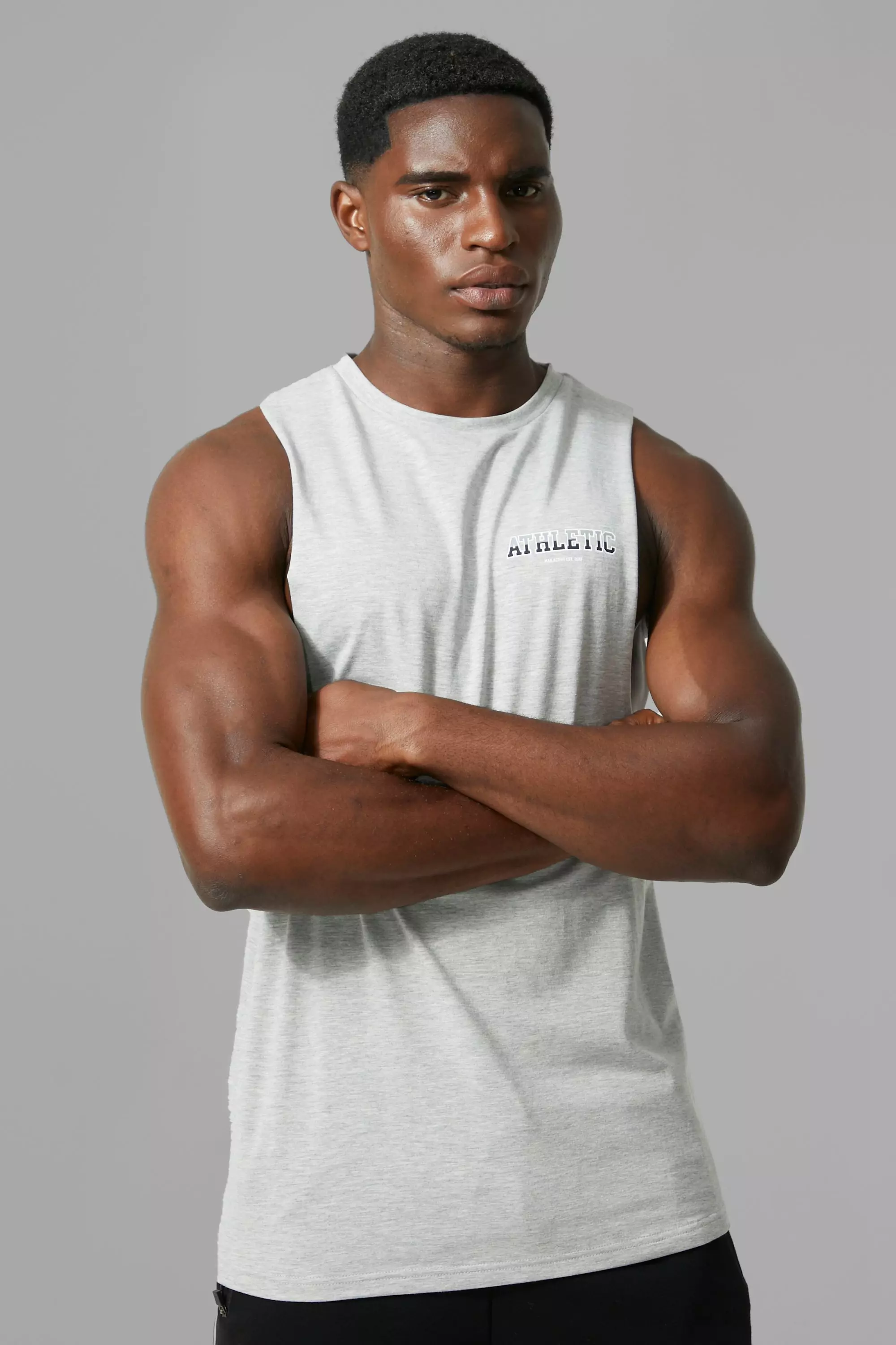 Man Active Gym Athletic Deep Cut Tank
